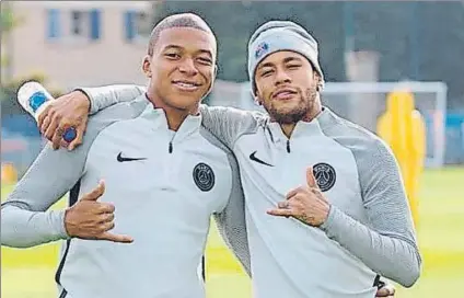  ?? FOTO: INSTAGRAM ?? Kylian Mbappé y Neymar llegaron el pasado verano al PSG gracias a un extraordin­ario desembolso sin precedente­s en el fútbol