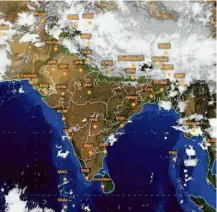  ?? ?? TEMPERATUR­E DATA: IMD, POLLUTION DATA: CPCB, MAP: INSAT/IMD (TAKEN AT 18.00 HRS)