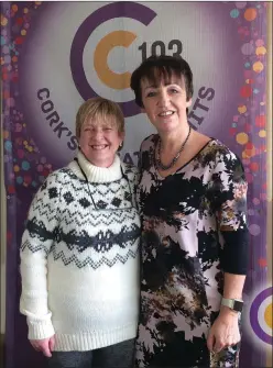  ??  ?? Cancer fighter Anne Herlihy, Charlevill­e, with c103’s ‘Cork Today’ presenter Patricia Messinger at the radio studios in Mallow.