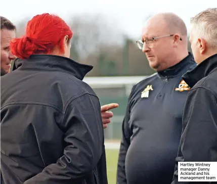  ?? ?? Hartley Wintney manager Danny Ackland and his management team