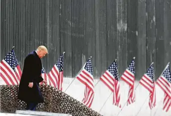  ?? Delcia Lopez / Associated Press ?? President Donald Trump visited a section of the U.S.-Mexico border wall on Jan. 12. No sections of the new barrier made it to Laredo, and President-elect Joe Biden appears opposed to the project.