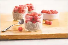  ??  ?? Lemon raspberry chia seed pudding packs in heart-healthy omega-3 fatty acids as well as protein and fiber.