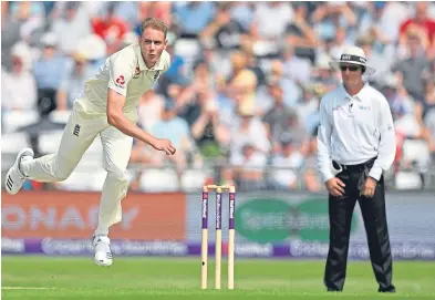  ?? Picture: Getty. ?? Stuart Broad in action on the opening day of the second Test at Headlingle­y.