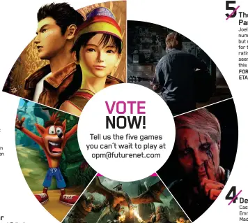  ??  ?? Tell us the five games you can’t wait to play at opm@futurenet.com