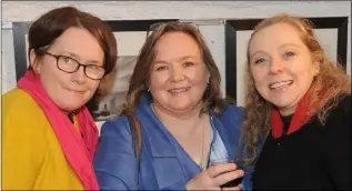  ??  ?? Marina Cronin, Veronica Brogan and Clodagh Tumilty at the Dundalk Photograph­ic Society annual exhibition in The Town Hall.