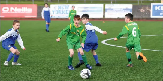  ??  ?? SFAI Inter-League clash - Jack Joy Kerry ( GREEN ) and Jake Houlihan Tipperary ( BLUE ) in action during the game played at Mounthawk Park Tralee . Photo By : Domnick Walsh