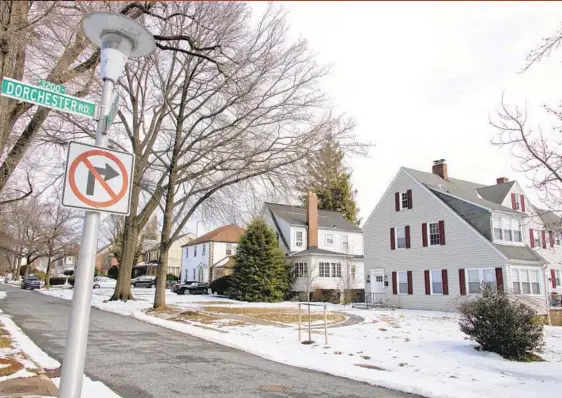  ?? KARL MERTON FERRON/THE BALTIMORE SUN PHOTOS ?? Homes on Ellamont Road in the Ashburton neighborho­od.