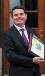  ??  ?? Minister for Finance Paschal Donohoe with Budget 2018 last week