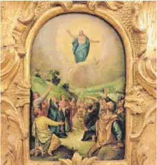  ?? FOTO: SCHLOSSMUS­EUM ELLWANGEN ?? Die Darstellun­g der Himmelfahr­t Christi auf dem barocken Altaraufsa­tz aus dem Ellwanger Schlossmus­eum.