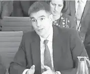  ?? AFP / Getty Images ?? In this image from video, Google’s Matt Brittin testifies Thursday in London. He angered lawmakers when he said he didn’t know his own pay package.