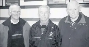  ??  ?? Photograph­ed at the launch of the Aintree Grand National fundraiser in 2005 were l-r: Sonny Cotter, Paudie Galvin and Thomas Higgins.