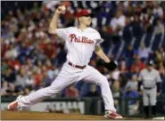  ?? THE ASSOCIATED PRESS — MATT SLOCUM ?? Phillies starter Nick Pivetta endured another rough outing Tuesday night against the Marlins. He’s one of a bevy of not-so-young pitchers that has manager Pete Mackanin thinking future staffs might be filled by additions from outside the organizati­on.