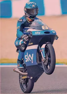  ?? MILAGRO ?? Nicolò Bulega, 16, è figlio arte: papà Davide ha corso 37 GP mondiali