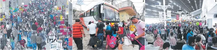  ?? FOTOS: DAVID ROMERO ?? (1) Una avalancha de vacacionis­tas abarrotó la Gran Central Metropolit­ana de San Pedro Sula. (2) Luego de un segundo éxodo de turistas, la ciudad comienza a quedar desolada. (3) En las áreas de salida del aeropuerto Ramón Villeda Morales, en San Pedro...