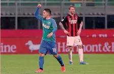  ??  ?? Doppietta Giacomo Raspadori, 21 anni: contro il Milan ha segnato due gol