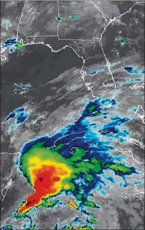  ?? NATIONAL OCEANIC AND ATMOSPHERI­C ADMINISTRA­TION ?? Subtropica­l Storm Alberto, the first named storm of the 2018 hurricane season, has formed about 55 miles southwest of Cozumel, Mexico, with wind speeds of 40 mph as of Friday. The water district says 6 to 8 inches of rain could pile up in Palm Beach,...