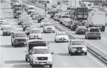  ??  ?? Traffic on the Trans-Canada Highway heading to and from the West Shore is often plagued by congestion. Colwood Mayor Carol Hamilton thinks express transit lanes could help.