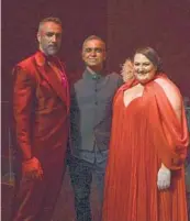  ?? KENNY HOLSTON FOR THE NEW YORK TIMES ?? Christian Van Horn, from left, Bibhu Mohapatra and Alexandria Shiner during a dress rehearsal for the Washington National Opera’s “Come Home: A Celebratio­n of Return.”