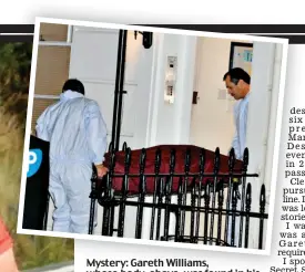  ?? ?? Mystery: Gareth Williams, whose body, body above above, was found in his London flat. Below: Peter Faulding attempts to get in the holdall