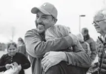  ??  ?? Hernandez Garcia hugs Ange Barnes after being granted a two-week stay. He first claimed sanctuary in 2014.