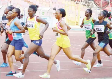  ??  ?? Athletes compete in the 500m women category during the ongoing Nigerian Army Sports Festival in Abuja