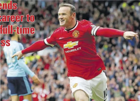  ?? (Photo: AFP) ?? In this file photo taken on September 27, 2014, Manchester United’s English striker Wayne Rooney celebrates scoring the opening goal during the English Premier League match against West Ham United at Old Trafford in Manchester.