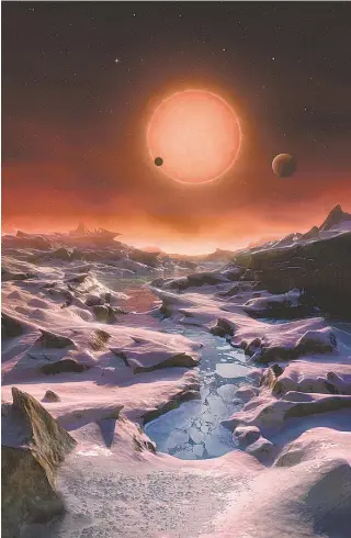  ?? AFP/ESO ?? Concepção artística da Agência Espacial Europeia mostra como seria um dos três planetas habitáveis