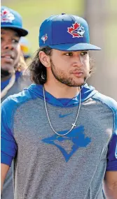  ?? STEVE NESIUS THE CANADIAN PRESS ?? Toronto Blue Jays infielders Vladimir Guerrero Jr., and Bo Bichette during spring training in Dunedin.