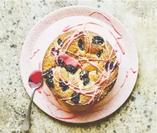  ?? PHOTOS: LAURA EDWARDS ?? Benjamina Ebuehi says a cherry glaze adds a “burst of colour” to coconut tahini cake.