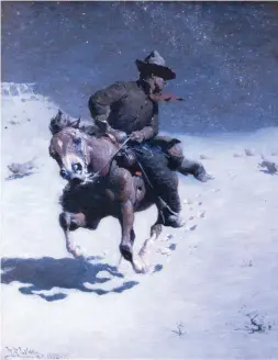  ??  ?? William R. Leigh (1866-1955), Pony Express, oil on canvas, 28 x 22” Estimate: $600/900,000 SOLD: $680,200