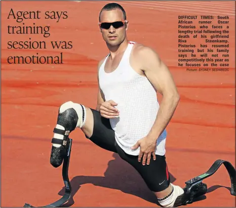  ?? Picture: SYDNEY SESHIBEDC ?? DIFFICULT TIMES: South African runner Oscar Pistorius who faces a lengthy trial following the death of his girlfriend Riva Steenkamp. Pistorius has resumed training but his family says he will not run competitiv­ely this year as he focuses on the case