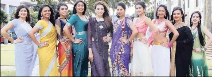  ??  ?? Kimara Bianca Badal, Suviyanta Dhaja, Charissa Mia Rasen, Karusha Chetty, Soomaya Ibrahim, Akisha Sewmangal, Aishwarya Bedessy, Suvina Mahadaw, Shaastra Nagesar and Thejal Zeya Singh are all vying for the ZeeTV Miss India South Africa KZN title. Five...