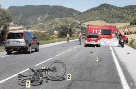  ?? EFE ?? Carretera de Navarra, donde el pasado mes de julio falleció un ciclista arrollado por un coche