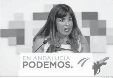  ?? RAÚL CARO / EFE ?? Teresa Rodríguez, ayer en la sede regional de Podemos.