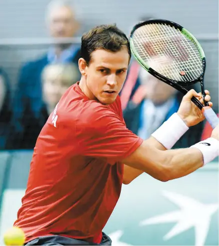  ?? PHOTO D’ARCHIVES ?? Le Canadien Vasek Pospisil a remporté son match de premier tour hier, au Challenger de Busan, en Corée.