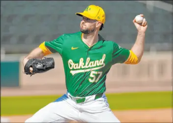  ?? Matt York The Associated Press ?? Athletics pitcher Alex Wood sports the new style of uniform teams will be wearing this season, and a week into spring training, players are offering criticism.