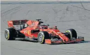  ??  ?? Ferrari’s Charles Leclerc in action during testing in Barcelona.