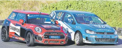  ??  ?? RIVALRY. The GTC2 class could provide another huge fight between Devin Robertson (Champion Mini JCW) and Keagan Masters (VW Motorsport Golf GTI).