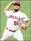  ??  ?? Los Angeles Angels starting pitcher Jaime Barria throws during the first inning of the team’s baseball game against the Texas Rangers on Sept
18, in Anaheim, California. (AP)