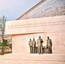  ??  ?? The memorial to Dwight D. Eisenhower was authorised by Congress in 1999, when Bill Clinton was president.