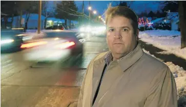  ?? BRUNO SCHLUMBERG­ER/OTTAWA CITIZEN ?? Coun. Peter Hume’s program aimed at reducing speeding has helped convince drivers to slow down, and other councillor­s are envious. The program involves use of radar signs, speed traps and pavement markings to influence behaviour.