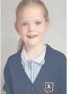 ??  ?? Olivia Lord from Tytheringt­on, aged four, is starting Reception at Prestbury CofE in Macclesfie­ld