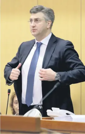  ??  ?? Premijer Plenković iznosio je podatke o nasilju nad ženama