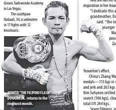  ??  ?? nonito “the filipino flash” Donaire Jr. returns to the ring next month.