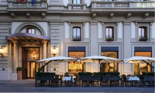  ??  ?? PATRICIAN ELEGANCE MEETS EFFORTLESS LUXURY AT HOTEL SAVOY, YOUR FLORENTINE HOME-FROM-HOME