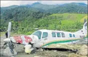  ?? AP ?? ■ A plane washed away by floods in Sentani, Papua Province.