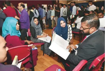  ?? Ahmed Kutty/Gulf News ?? The job fair was organised at the Indian Social and Cultural Centre in Abu Dhabi in associatio­n with the Indian Embassy in Abu Dhabi.