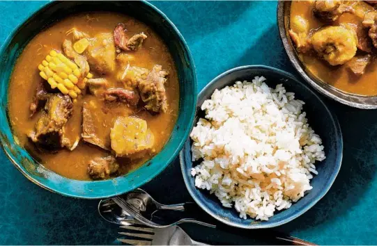  ?? CHRISTOPHE­R SIMPSON/THE NEW YORK TIMES PHOTOS ?? Sancocho, a rustic stew eaten across the Caribbean, is a combinatio­n of proteins and vegetables.