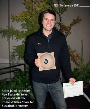  ??  ?? Alfred Duval is the first New Zealander to be presented with the
Prince of Wales Award for Sustainabl­e Forestry.