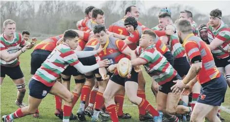  ??  ?? Action from Peterborou­gh RUFC v Lutterwort­h at Fengate last month